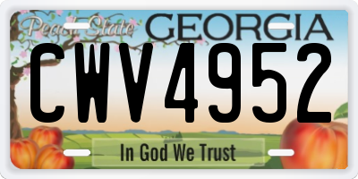 GA license plate CWV4952