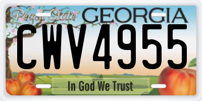 GA license plate CWV4955