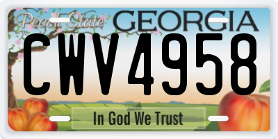 GA license plate CWV4958