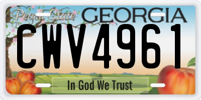GA license plate CWV4961