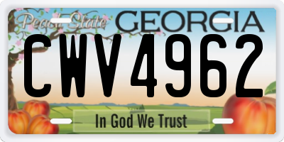 GA license plate CWV4962