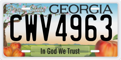 GA license plate CWV4963