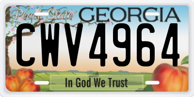GA license plate CWV4964