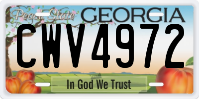 GA license plate CWV4972