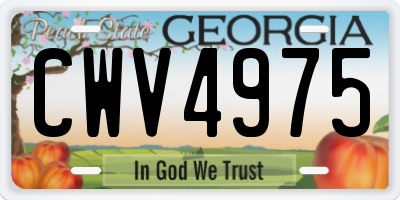 GA license plate CWV4975