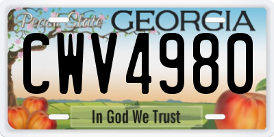 GA license plate CWV4980
