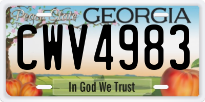 GA license plate CWV4983