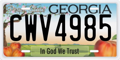 GA license plate CWV4985