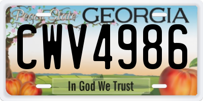 GA license plate CWV4986