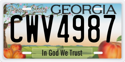 GA license plate CWV4987