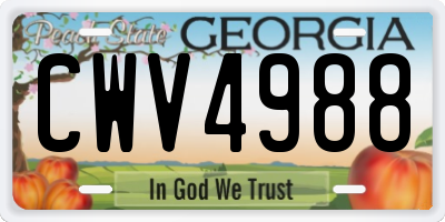 GA license plate CWV4988