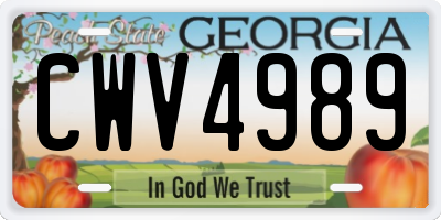 GA license plate CWV4989