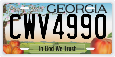 GA license plate CWV4990
