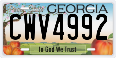GA license plate CWV4992