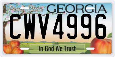 GA license plate CWV4996