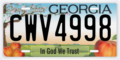GA license plate CWV4998