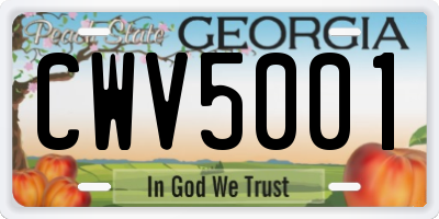 GA license plate CWV5001
