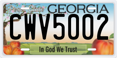 GA license plate CWV5002