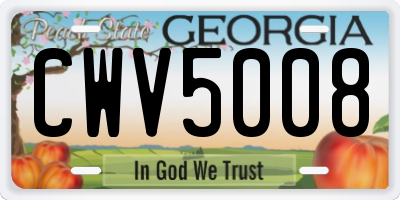GA license plate CWV5008