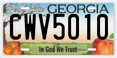 GA license plate CWV5010