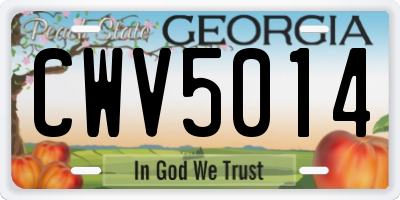 GA license plate CWV5014
