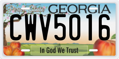 GA license plate CWV5016