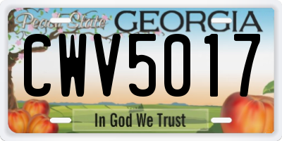 GA license plate CWV5017