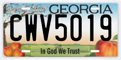 GA license plate CWV5019