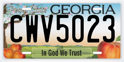 GA license plate CWV5023