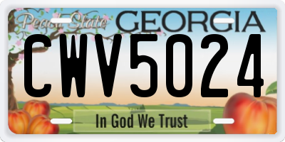 GA license plate CWV5024