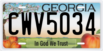 GA license plate CWV5034