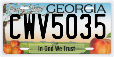 GA license plate CWV5035