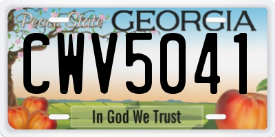 GA license plate CWV5041