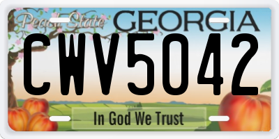 GA license plate CWV5042