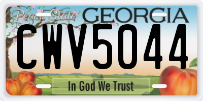GA license plate CWV5044