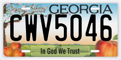 GA license plate CWV5046