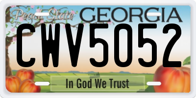 GA license plate CWV5052