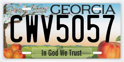 GA license plate CWV5057