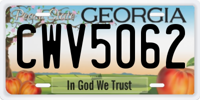 GA license plate CWV5062