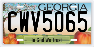 GA license plate CWV5065