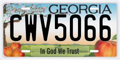 GA license plate CWV5066