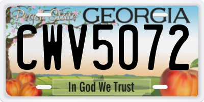 GA license plate CWV5072