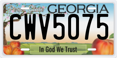 GA license plate CWV5075