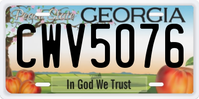 GA license plate CWV5076