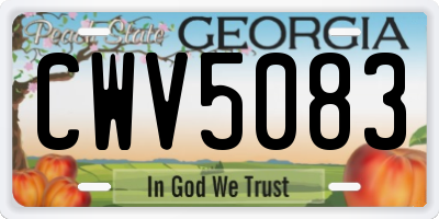 GA license plate CWV5083