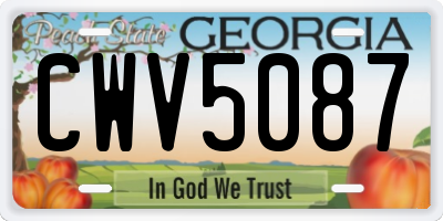 GA license plate CWV5087