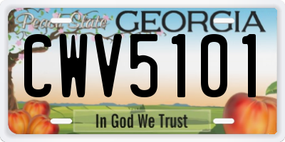 GA license plate CWV5101