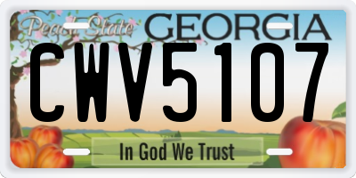 GA license plate CWV5107