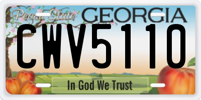 GA license plate CWV5110
