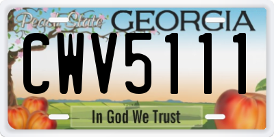 GA license plate CWV5111
